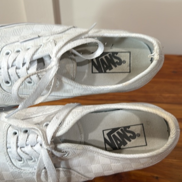 Vans Authentic Platform Tonal Check True White Sneakers - Picture 7 of 8